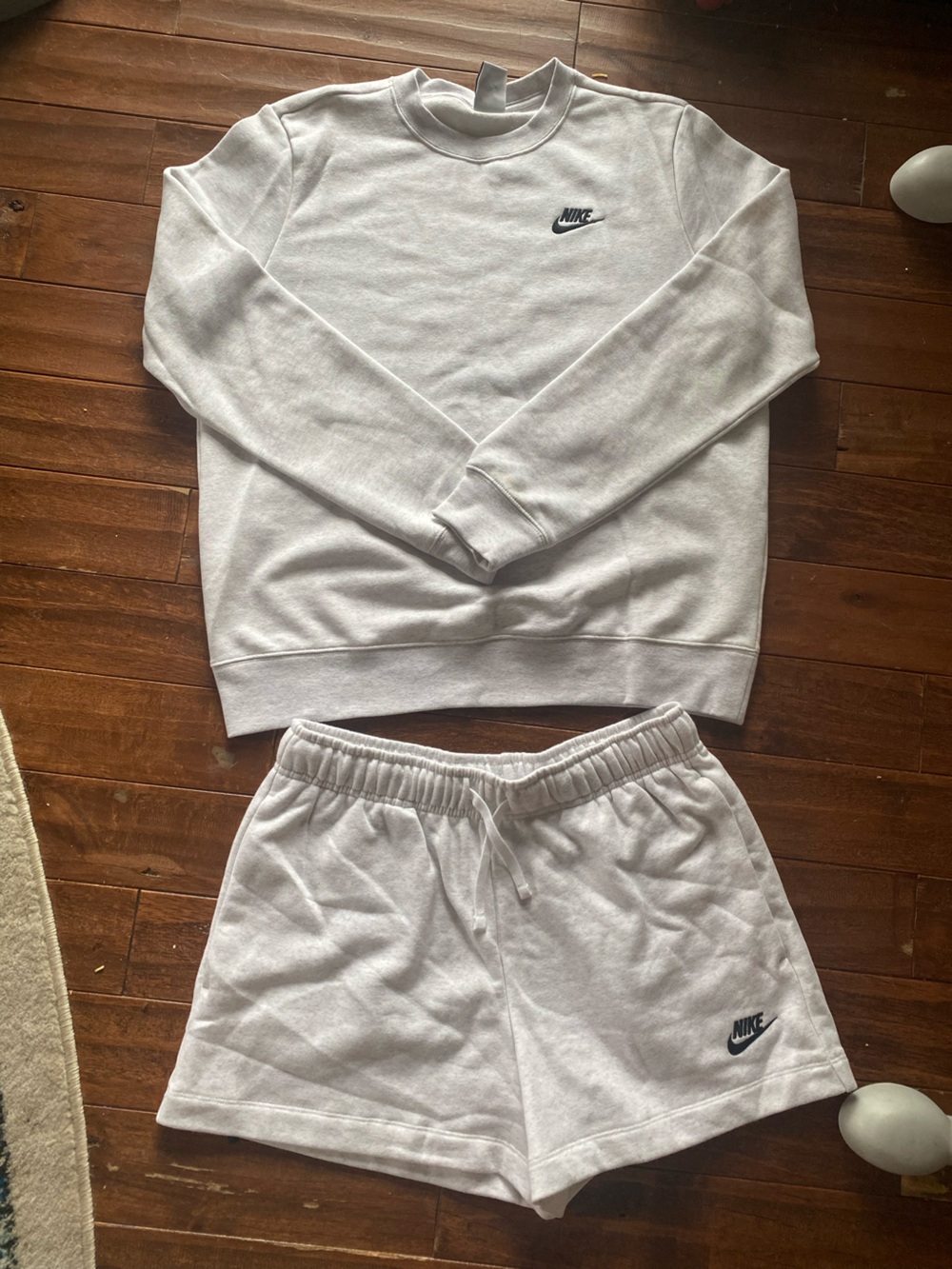 Women’s Nike Light Heathered Grey Sweatshirt and Shorts Set - Medium